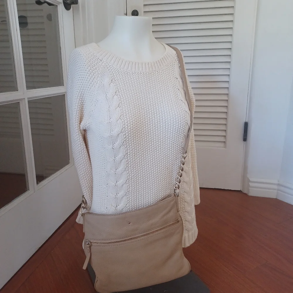 Kate Spade crossbody bag gold chain tan beige taupe Quiet Luxury Preppy